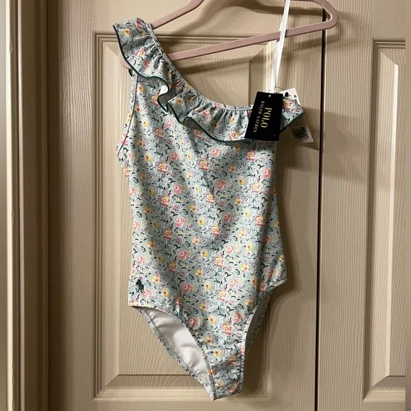 NWT Polo Ralph Lauren Big Girls Floral One Shoulder - Picture 2 of 5